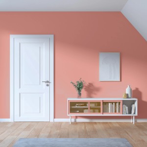 Wohnraum mit Wand in Magnolienrosa (CREATE! by OBI Lieblingsfarben Wandfarbe).