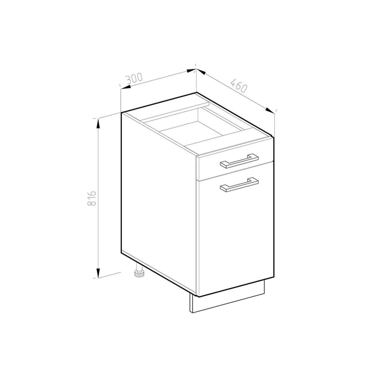 Vicco Küchenunterschrank R-Line Anthrazit Hochglanz Weiß 30 cm AP Anthrazit_3