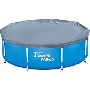 Summer Waves Pool mit grauer Abdeckung, passend für Active Frame Pools mit 3,05 m Durchmesser.