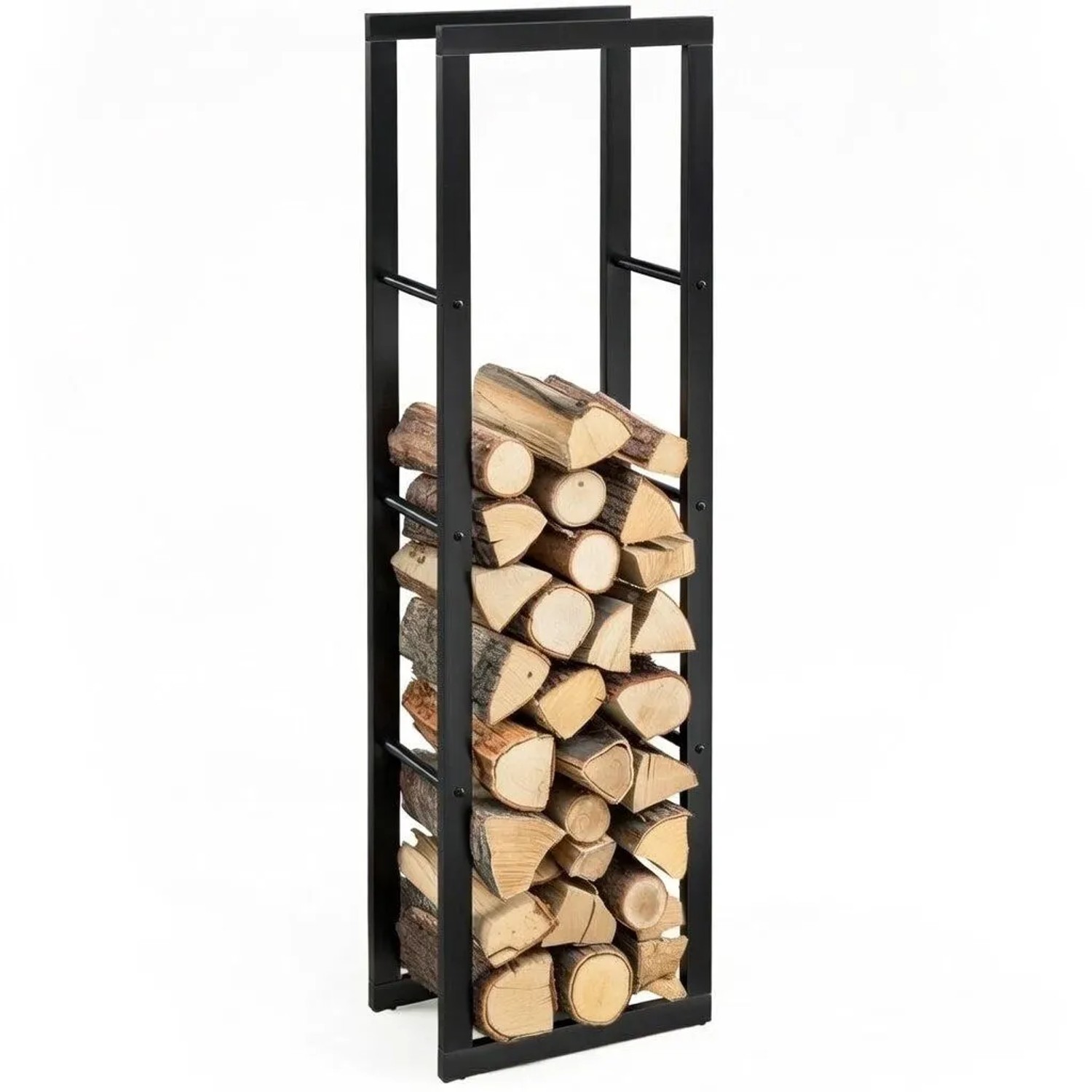 BLACK OAK Kaminholzregal JACK 150×40×25 cm – Schlankes Holzregal aus Stahl Pulverbeschichtet für Kaminholz Innenbereich, Stabil & Modern
