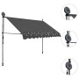 Anthrazitfarbene, handbetriebene Einzieh-Markise, 300 cm breit, mit solarbetriebenen LED-Leuchten.