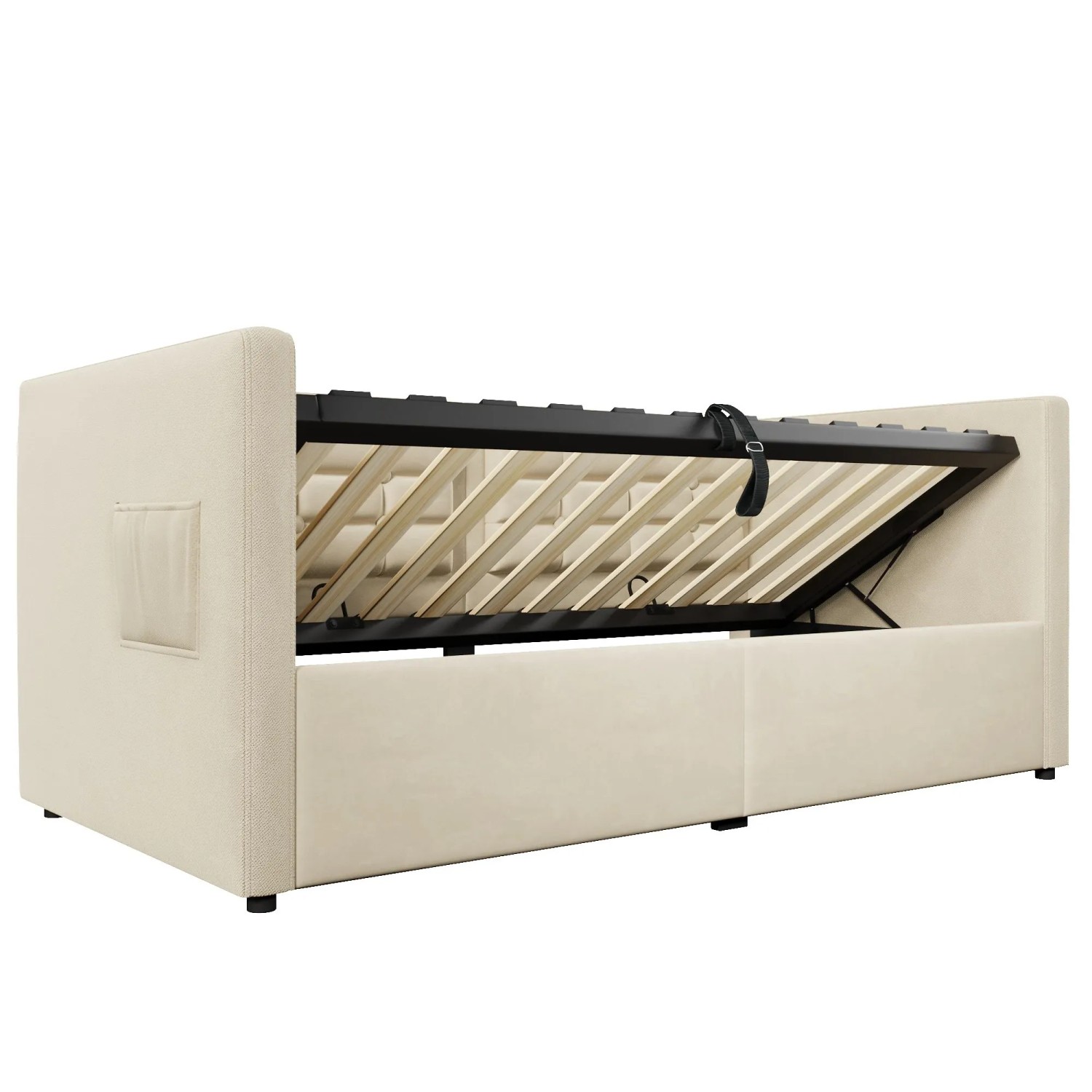 Merax Sofabett 90x200cm Hydraulik USB-C Stauraum Beige
