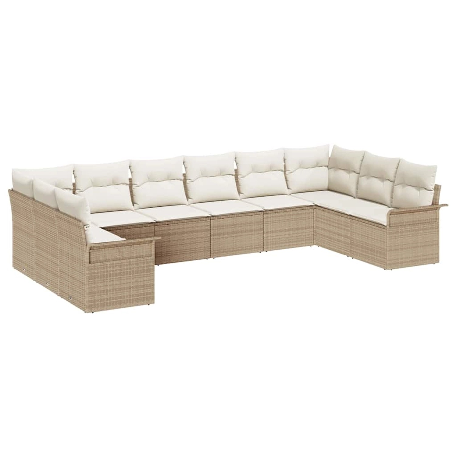 vidaXL Garten-Sofa-Set mit Kissen 10-Tlg Beige Poly Rattan 3345541 günstig online kaufen