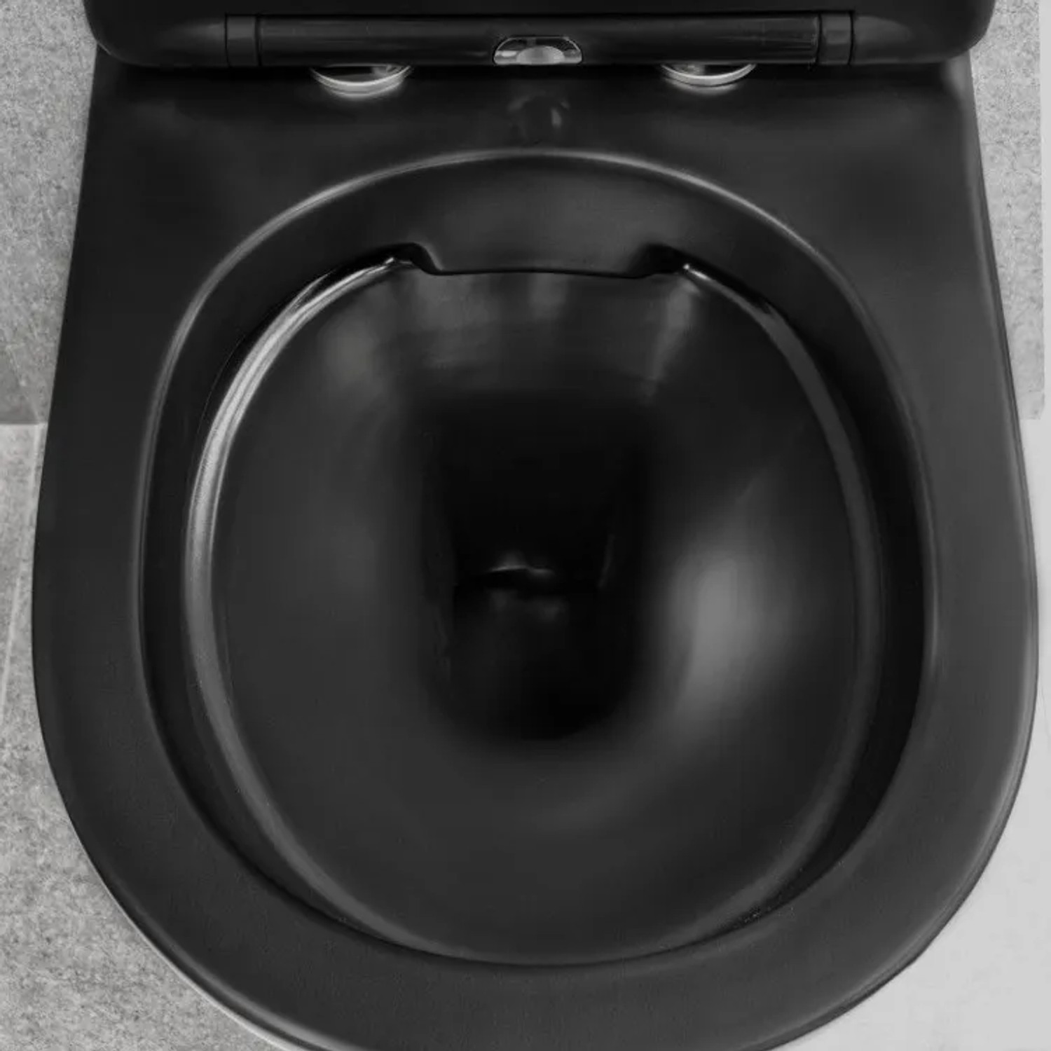 Bad Land WC SET Vorwandelement Geberit Duofix + Toilette ROLO Schwarz + Platte in Schwarz_8
