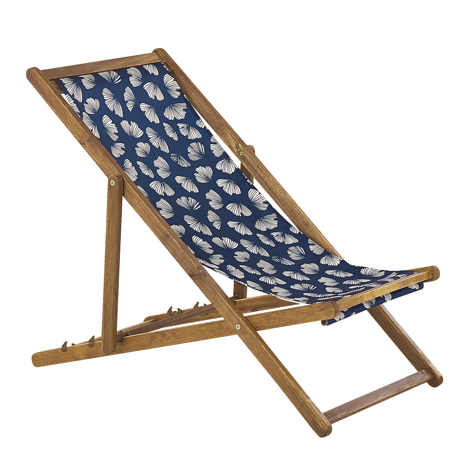 Beliani Gartenliege Blau Heller Holzfarbton Weiss 97x54x70 günstig online kaufen