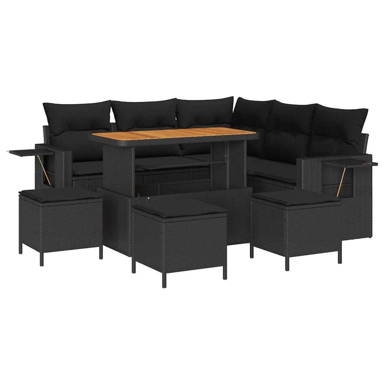 vidaXL Garten-Sofa-Set 9-Tlg Schwarz Poly Rattan 3361749 günstig online kaufen