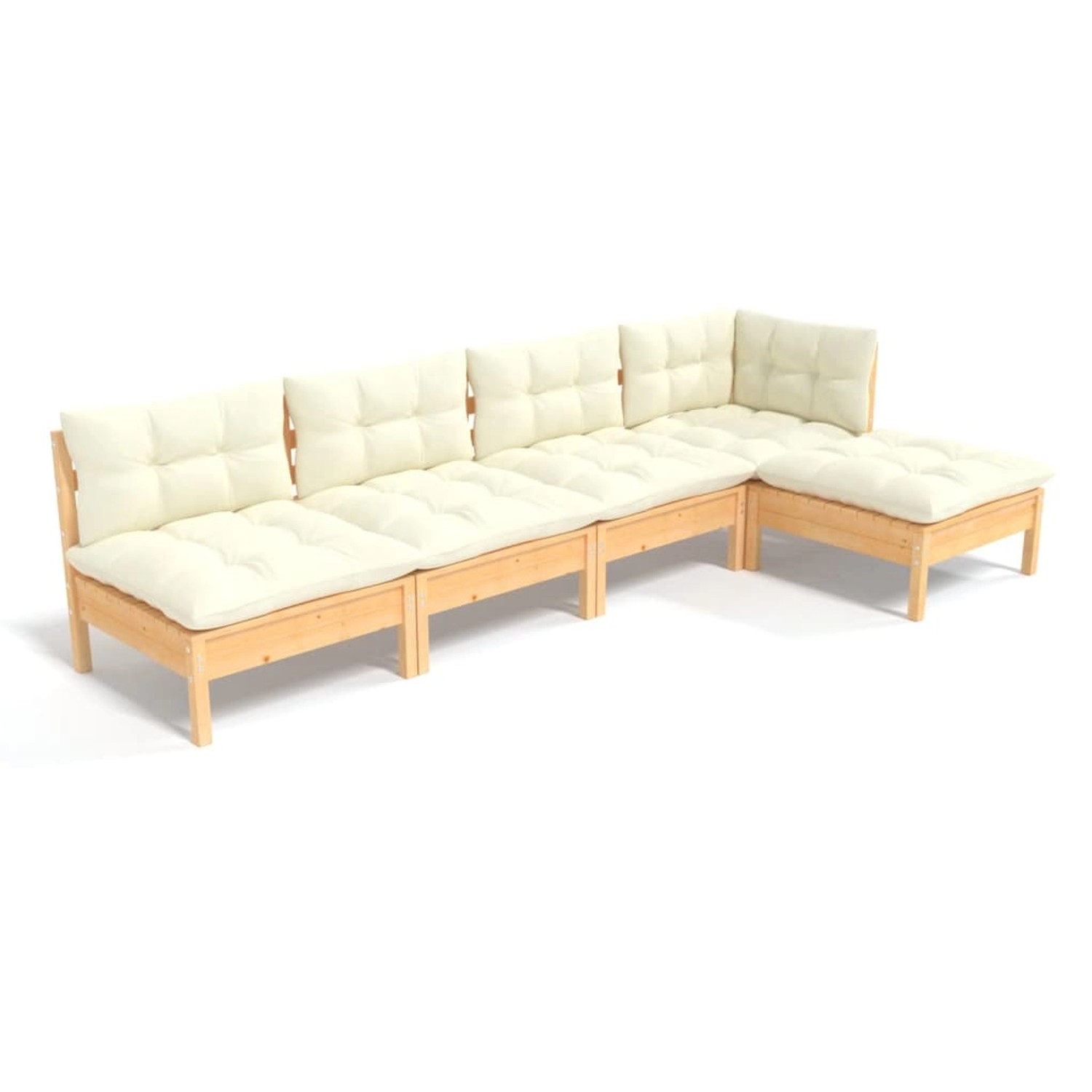 vidaXL 5-tlg Garten-Lounge-Set mit Creme Kissen Kiefernholz Modell 12