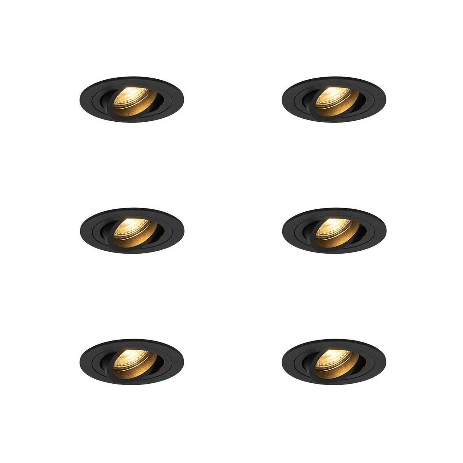 QAZQA Set mit 6 Modernen Einbaustrahlern Schwarz Rondoo