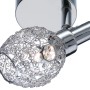 Chromfarbener Halogen-Spot Rocca mit Drahtgeflecht und Glaskristallen.