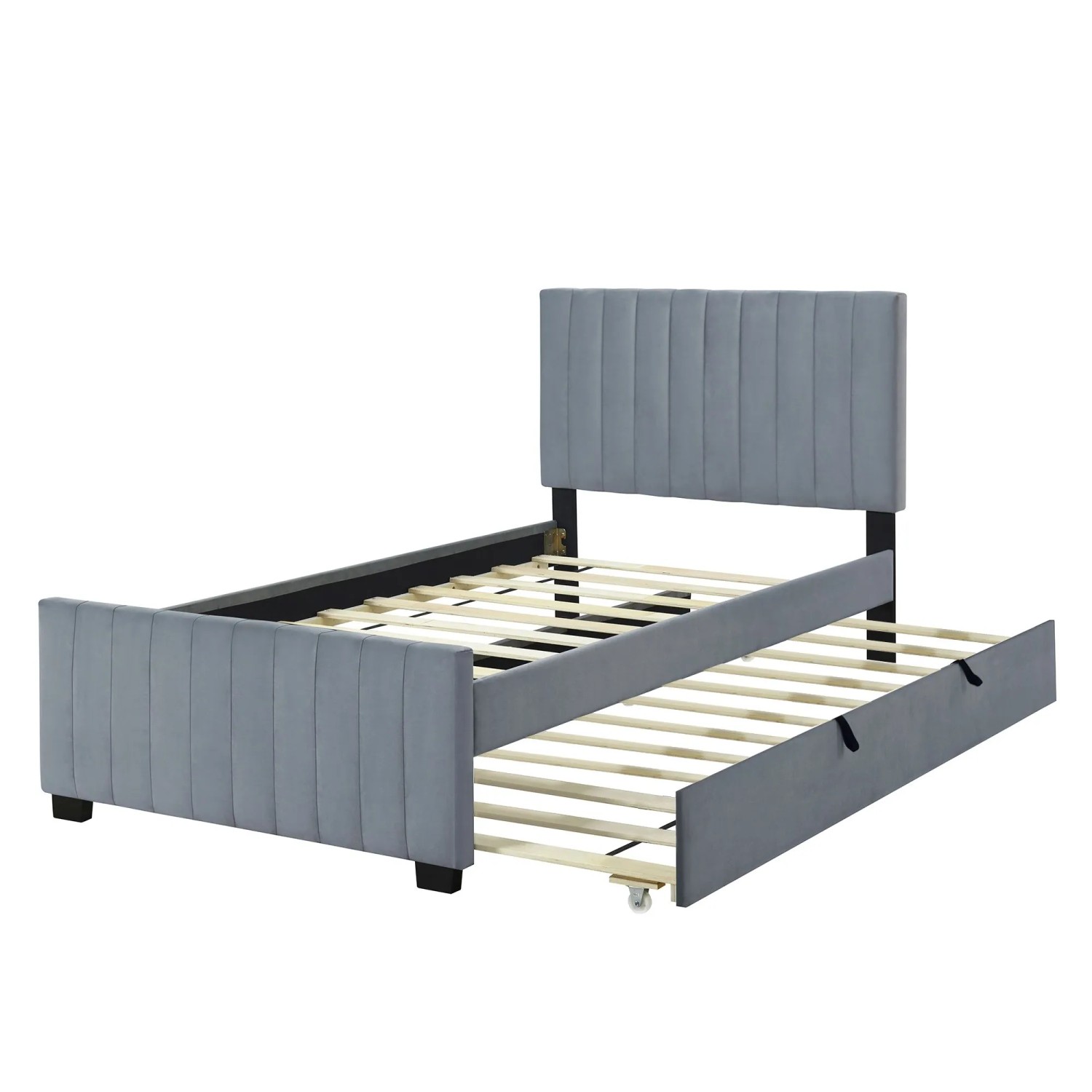 okwish Polsterbett 90x190cm mit Ausziehbett Kinderzimmer Grau ohne Matratze