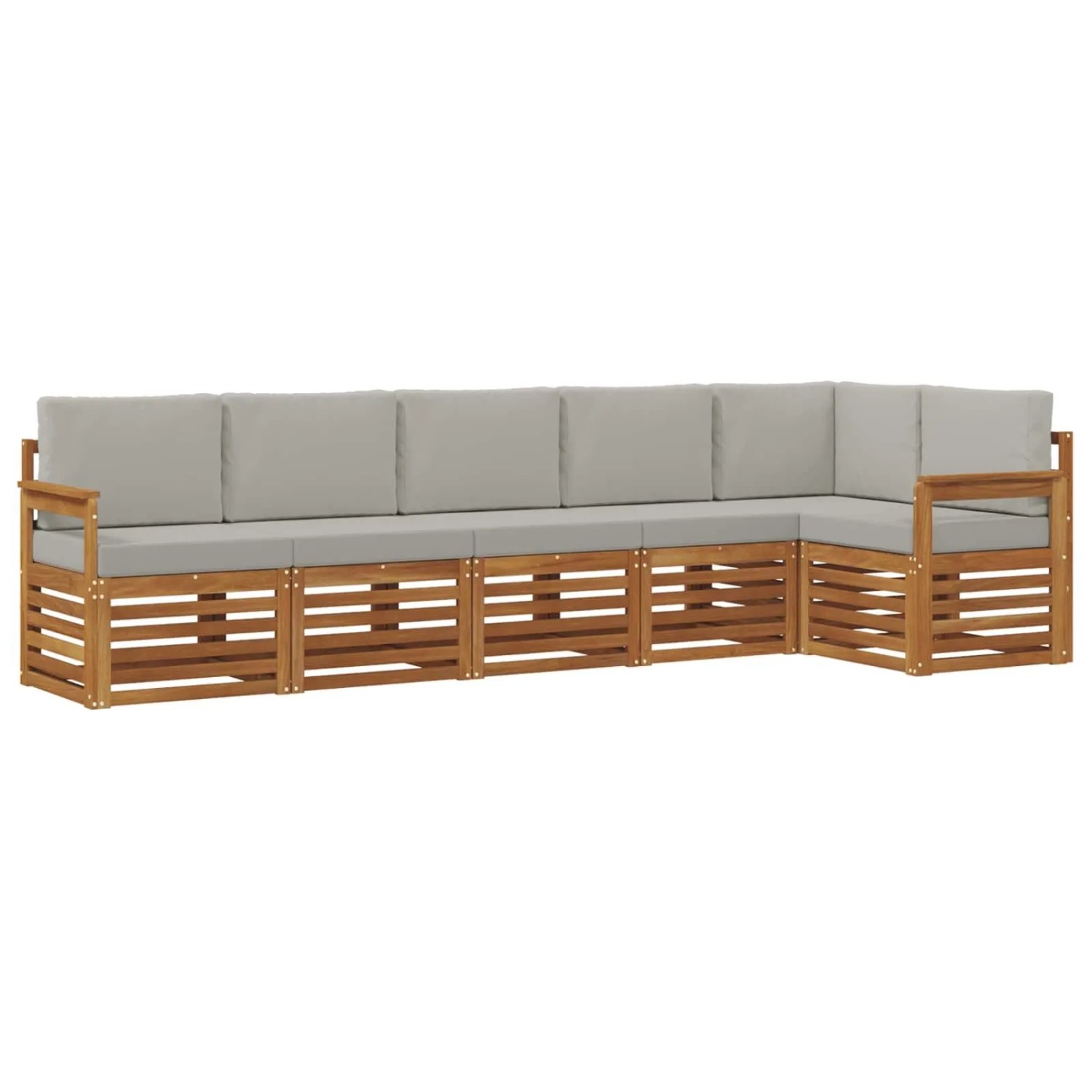 Thumbnail - vidaXL Sofagarnituren 6 Tlg Natur und Hellgrau Massivholz Akazie 3374876