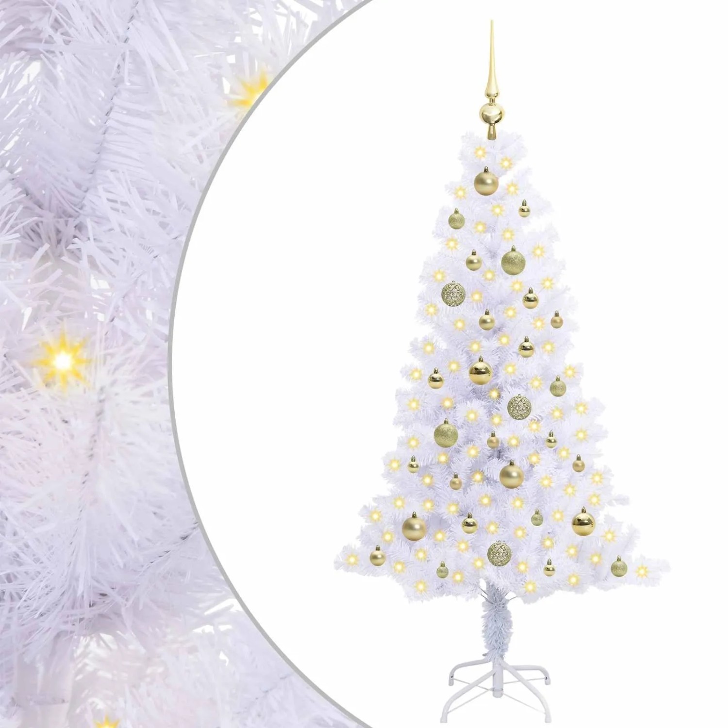 vidaXL Künstlicher Weihnachtsbaum Weiß 150 cm PVC und Stahl 3426652