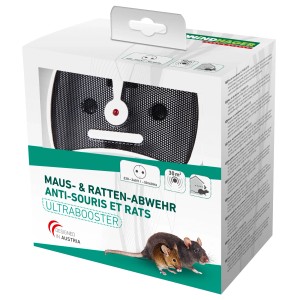 Verpackung der Windhager Maus- und Rattenabwehr Ultrabooster. Chemiefreie Schädlingsbekämpfung.