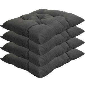 NYVI Stuhlkissen 4er Set Grau, 38x38 cm, für Gartenstühle, bequeme Sitzauflagen.