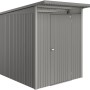 Biohort Metall-Gerätehaus AvantGarde ECO Gr. A2 in Quarzgrau-Metallic mit Standardtür.