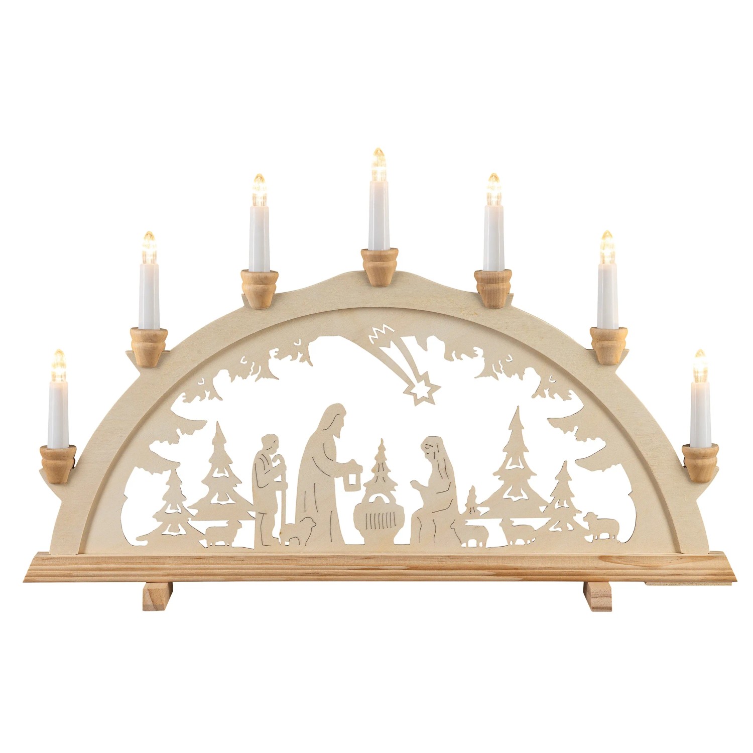 HGD Lichterbogen Christi Geburt 7-flammig ca. 58 cm x 4 cm x 37 cm