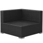 Schwarzes Ecksofa aus Polyrattan, Teil des vidaXL Garten-Lounge-Sets.