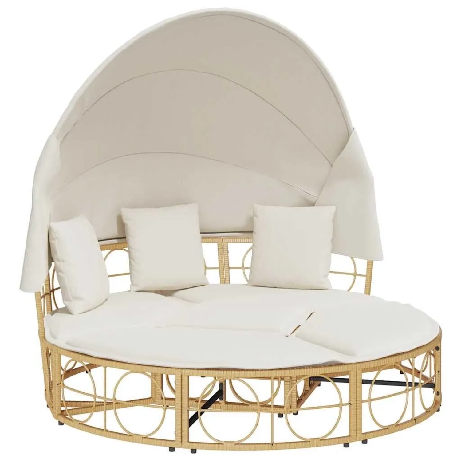 vidaXL Outdoor-Loungebett mit Dach und Kissen Poly Rattan 4108235