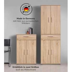 mokebo Büroschränke in Braun: Mehrzweckschrank und Hochschrank mit Schublade und Fächern.
