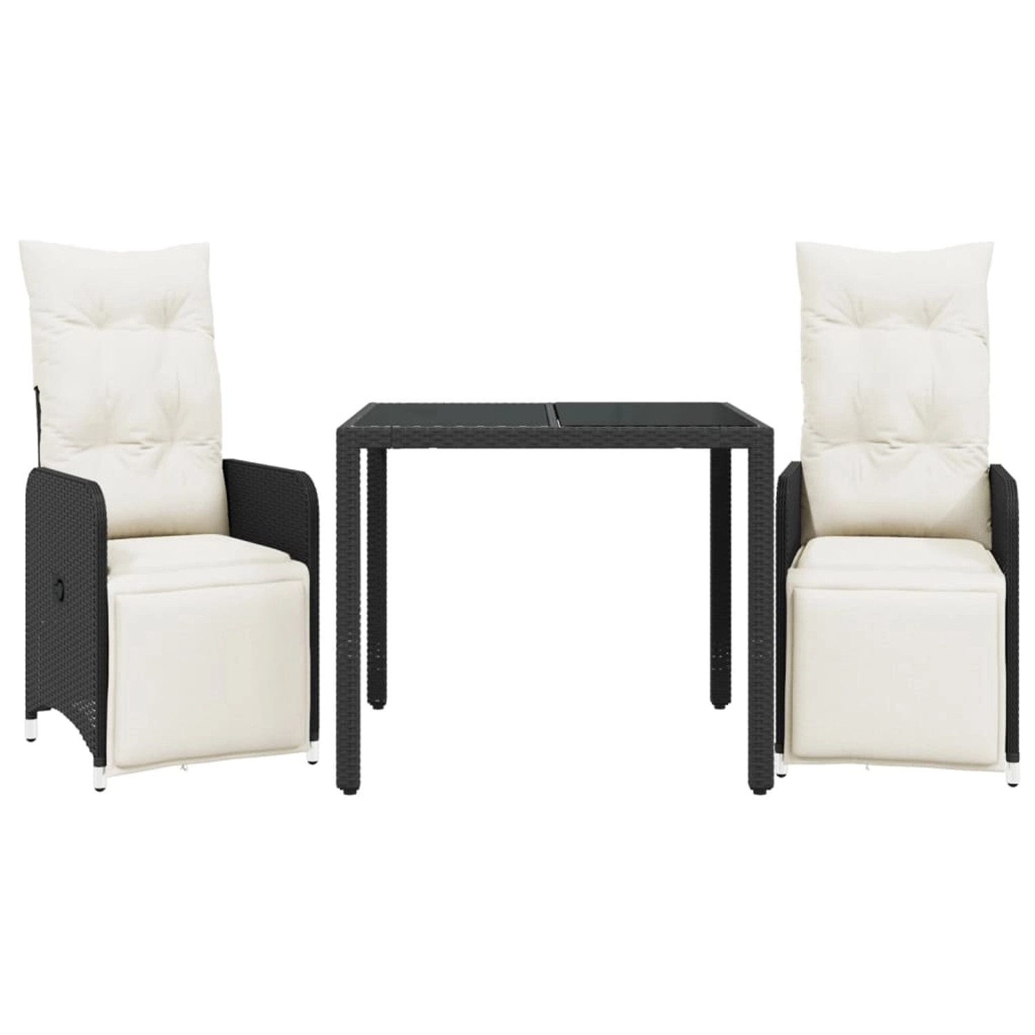 Thumbnail - vidaXL 3-tlg Garten-Bistro-Set mit Kissen Schwarz Poly Rattan Modell 8