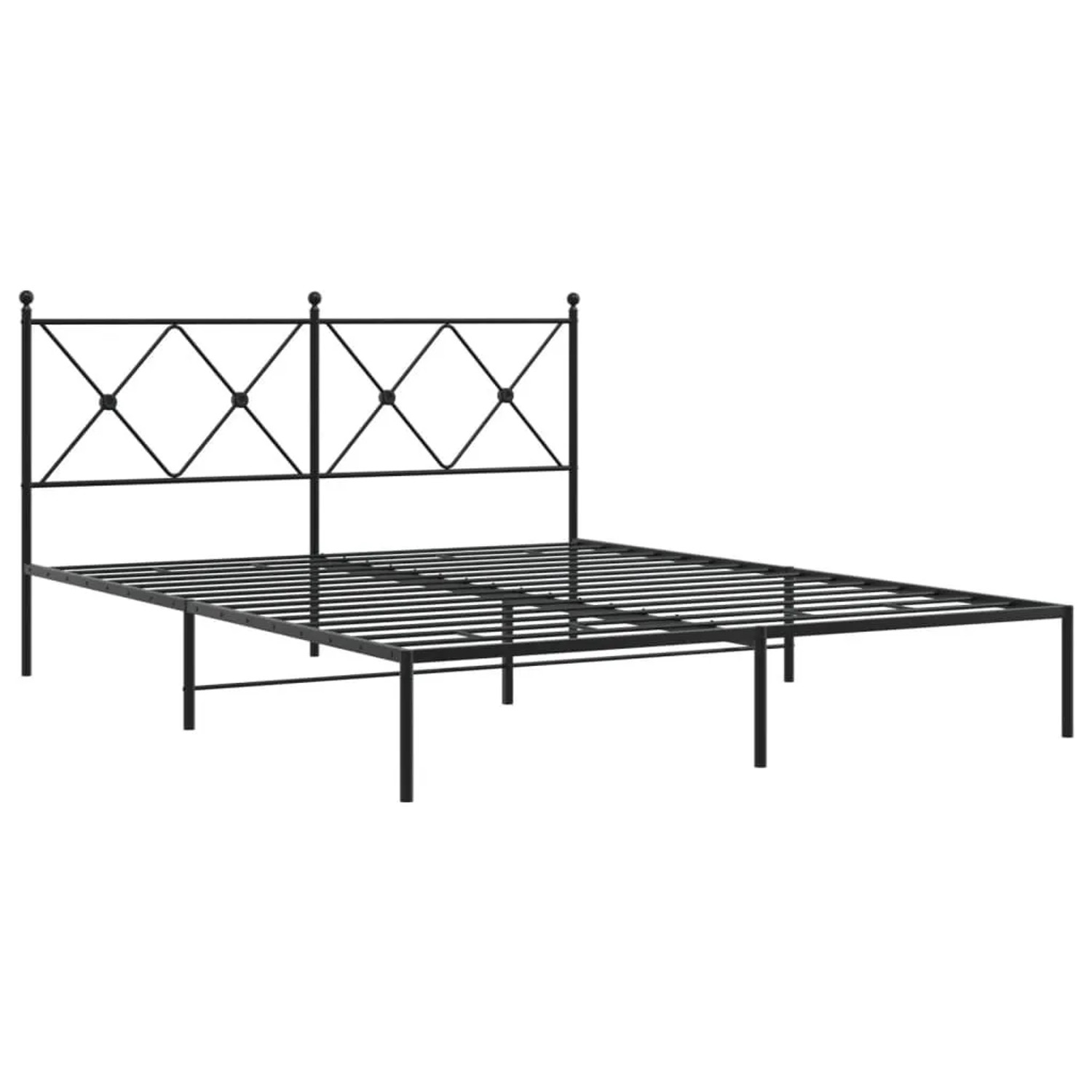 vidaXL Bettgestell mit Kopfteil Metall Schwarz 160x200 cm 376505 günstig online kaufen
