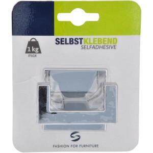 Siro Haken 2331, selbstklebend, verchromt, glänzend. Garderobenhaken aus Metall mit 2 Aufhängemöglichkeiten.