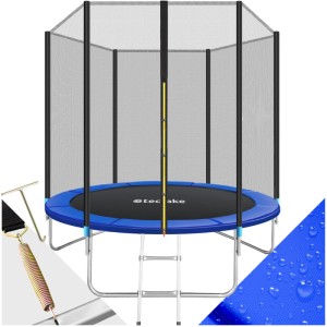 Tectake Trampolin Garfunky Ø 244 cm mit Sicherheitsnetz, Leiter und Zubehör.