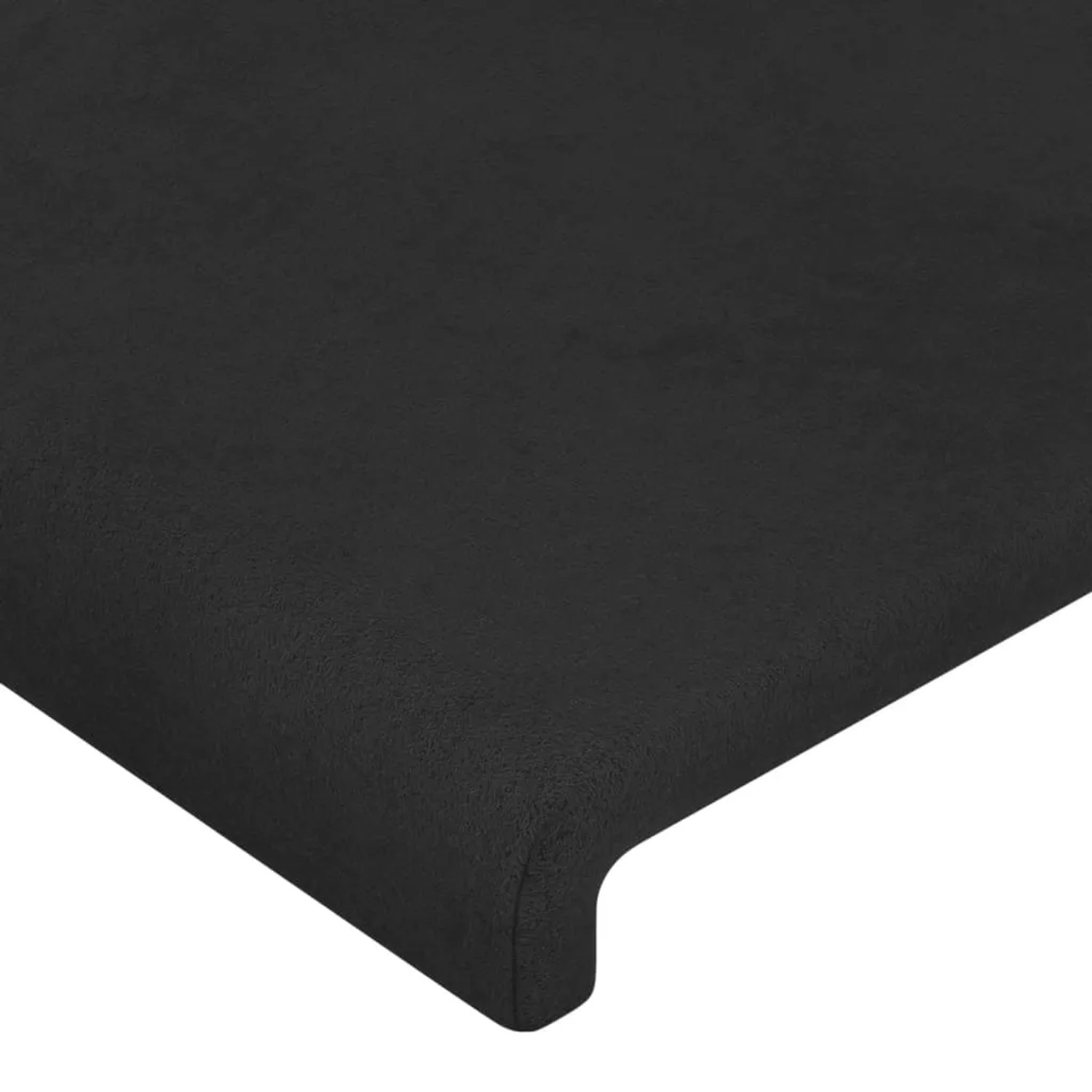 Detailansicht: Schwarzes Samt-Bettgestell mit Kopfteil, 80x200 cm.