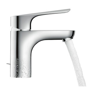 Hansgrohe Logis E Waschtischarmatur 70 mm, Chrom, mit Wasserstrahl und Zugstangen-Ablauf.