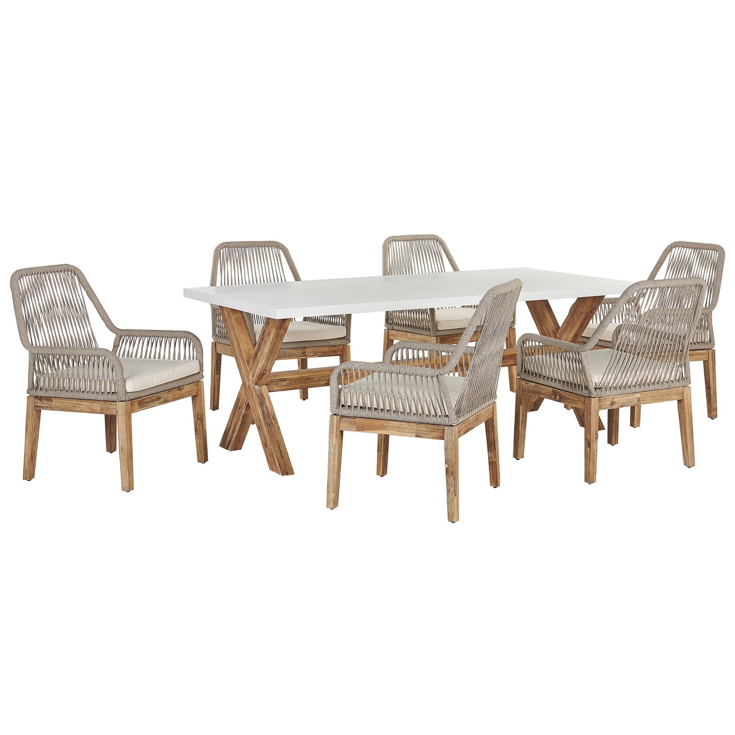 Beliani Gartentisch Set OLBIA Creme 100x200x89 günstig online kaufen