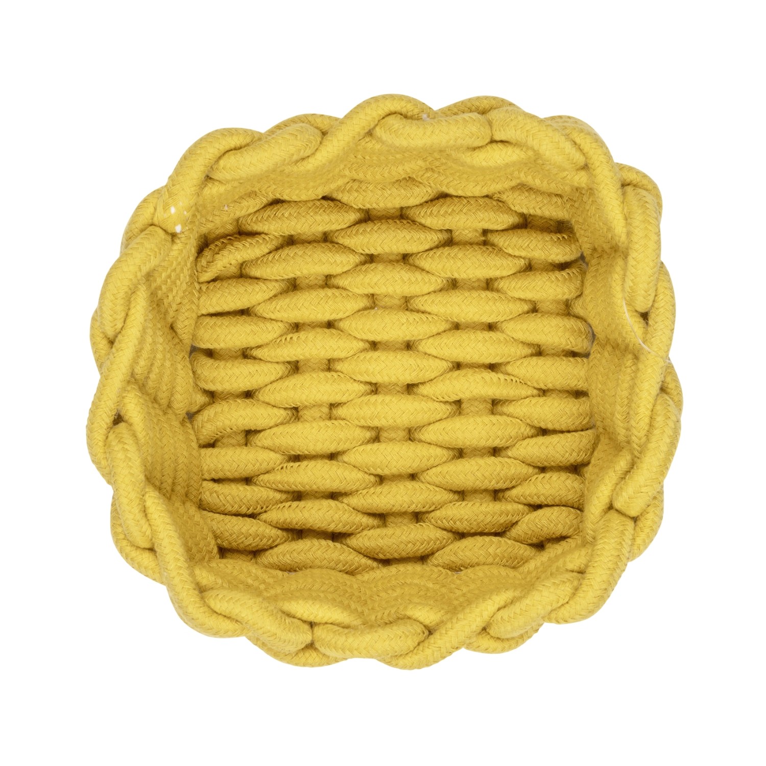 Schöner Wohnen Badkorb Melara S, senfgelb, aus Baumwollseil, zur Aufbewahrung im Bad.