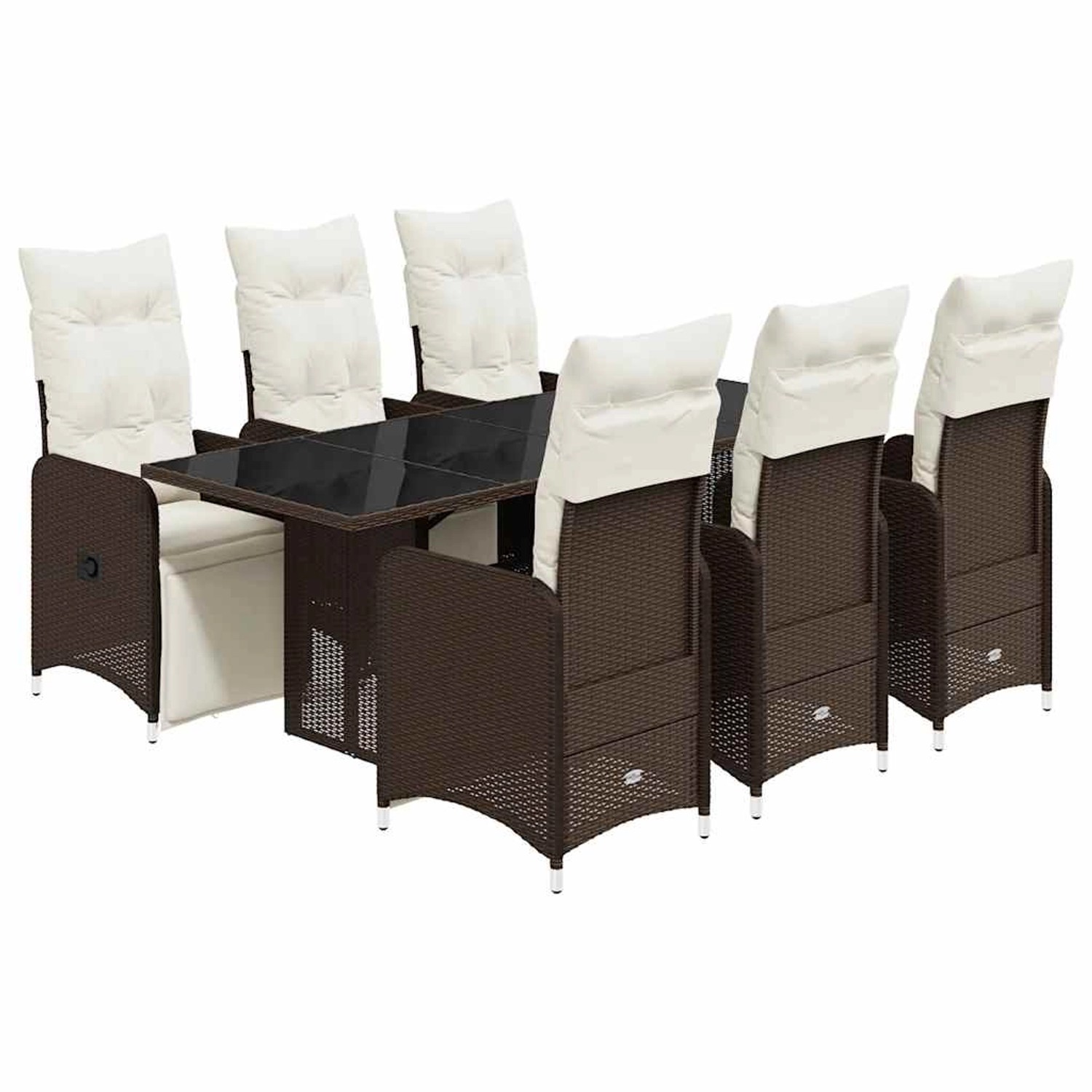 vidaXL 7-Tlg Garten-Bistro-Set mit Kissen Braun Poly Rattan 3277193