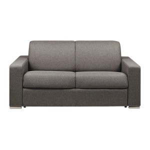 Kompaktes Vente-unique Schlafsofa Calito Anthrazitgrau. 2-Sitzer Sofa aus meliertem Stoff, klassischer Stil.