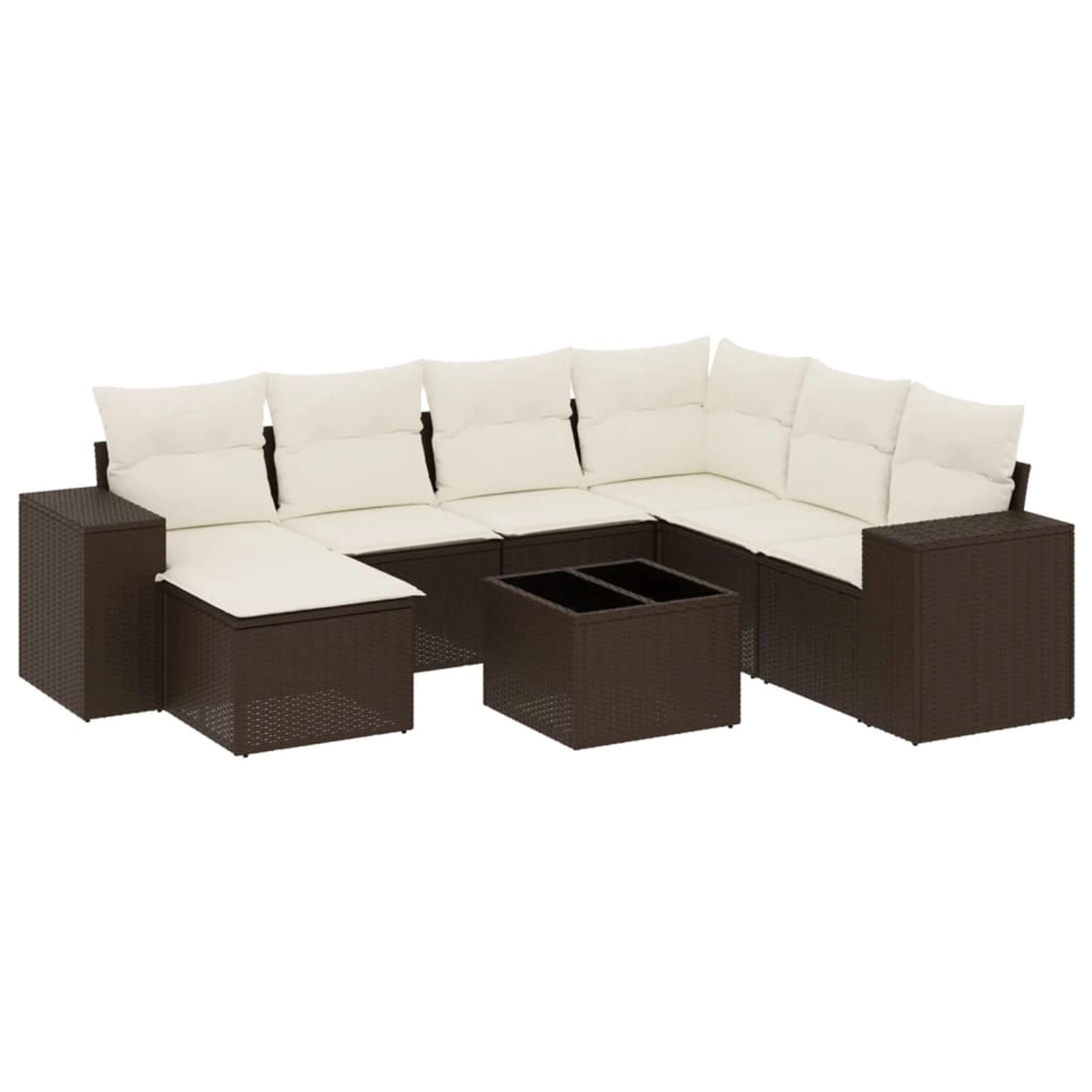 vidaXL 8-Tlg Garten-Sofagarnitur mit Kissen Braun Poly Rattan 3255250 günstig online kaufen