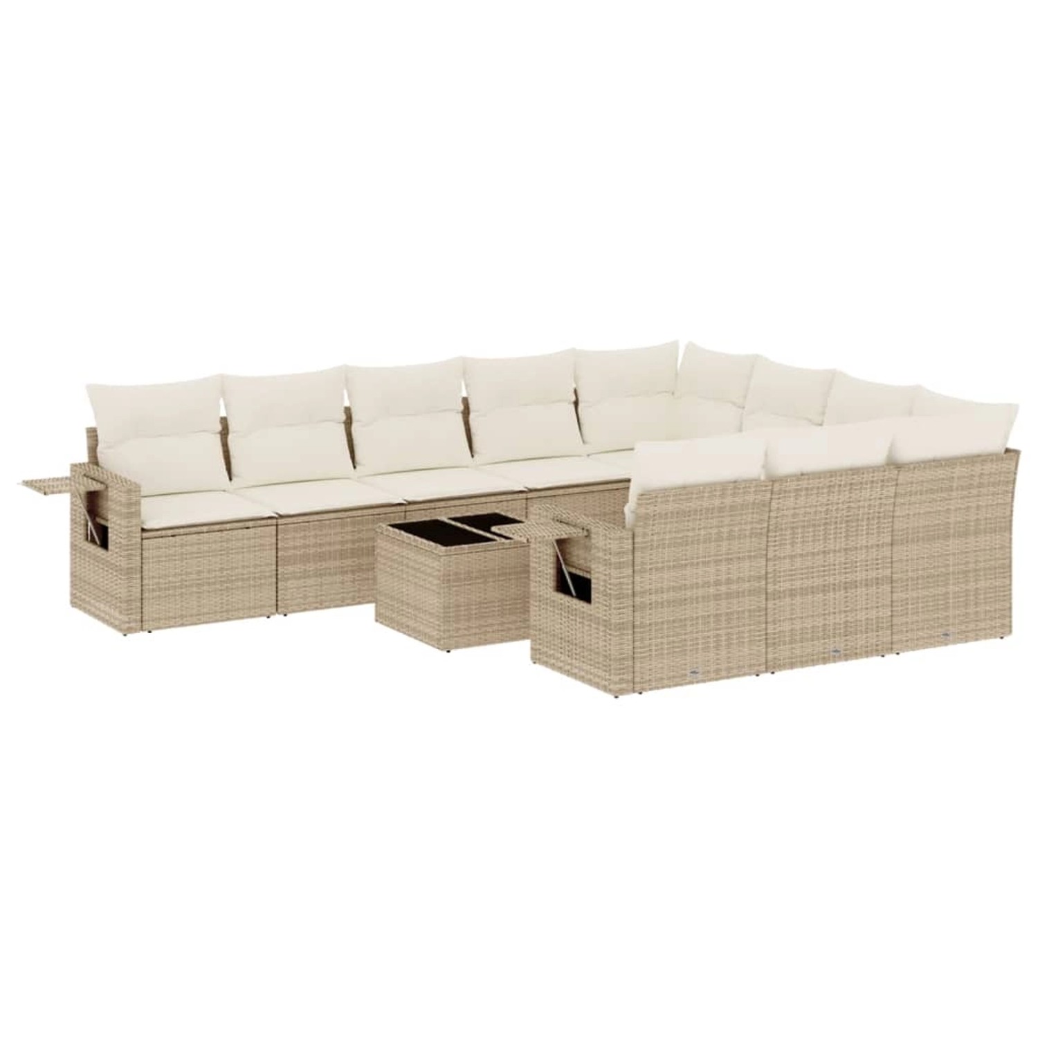 vidaXL 11-Tlg Garten-Sofagarnitur mit Kissen Beige Poly Rattan 3220697 günstig online kaufen