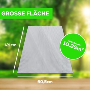GARMIO® Hohlkammerstegplatte, 4mm, 121x60,5cm, für Gewächshäuser und Überdachungen.