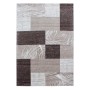 Ayyildiz Kurzflorteppich Parma 9220, braun, mit modernem geometrischem Blockmuster. Pflegeleichter Teppich für Fußbodenheizung.