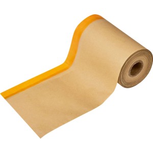 Rolle LUX-TOOLS PRO 2in1 Washi-Tape & Abdeckpapier Gold, 18 mm x 20 m, für saubere Malerarbeiten.