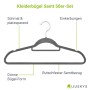 Grauer Juskys Kleiderbügel Samt, 50er Set für textile Aufbewahrung mit drehbarem Haken.