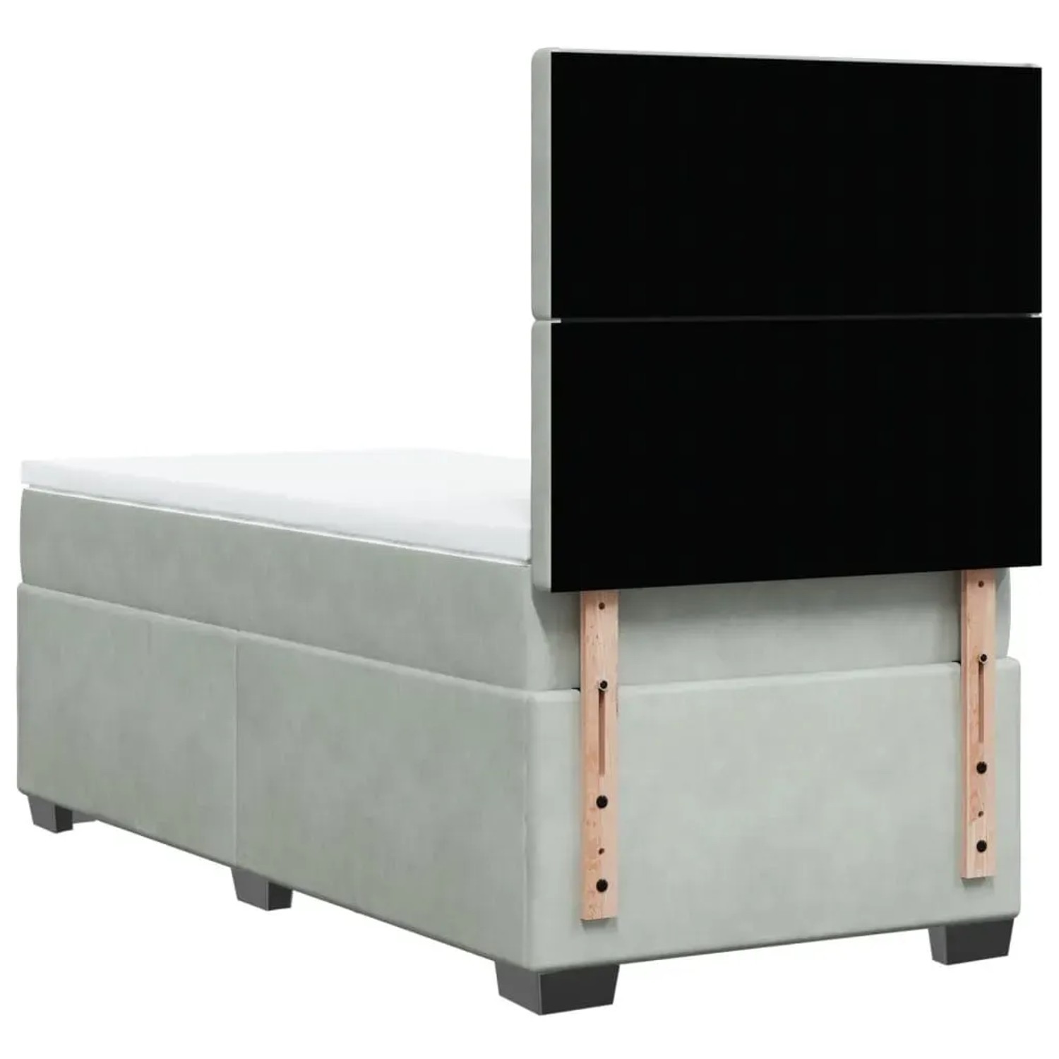 Hellgraues vidaXL Boxspringbett 90x190 cm mit Matratze und Kopfteil.