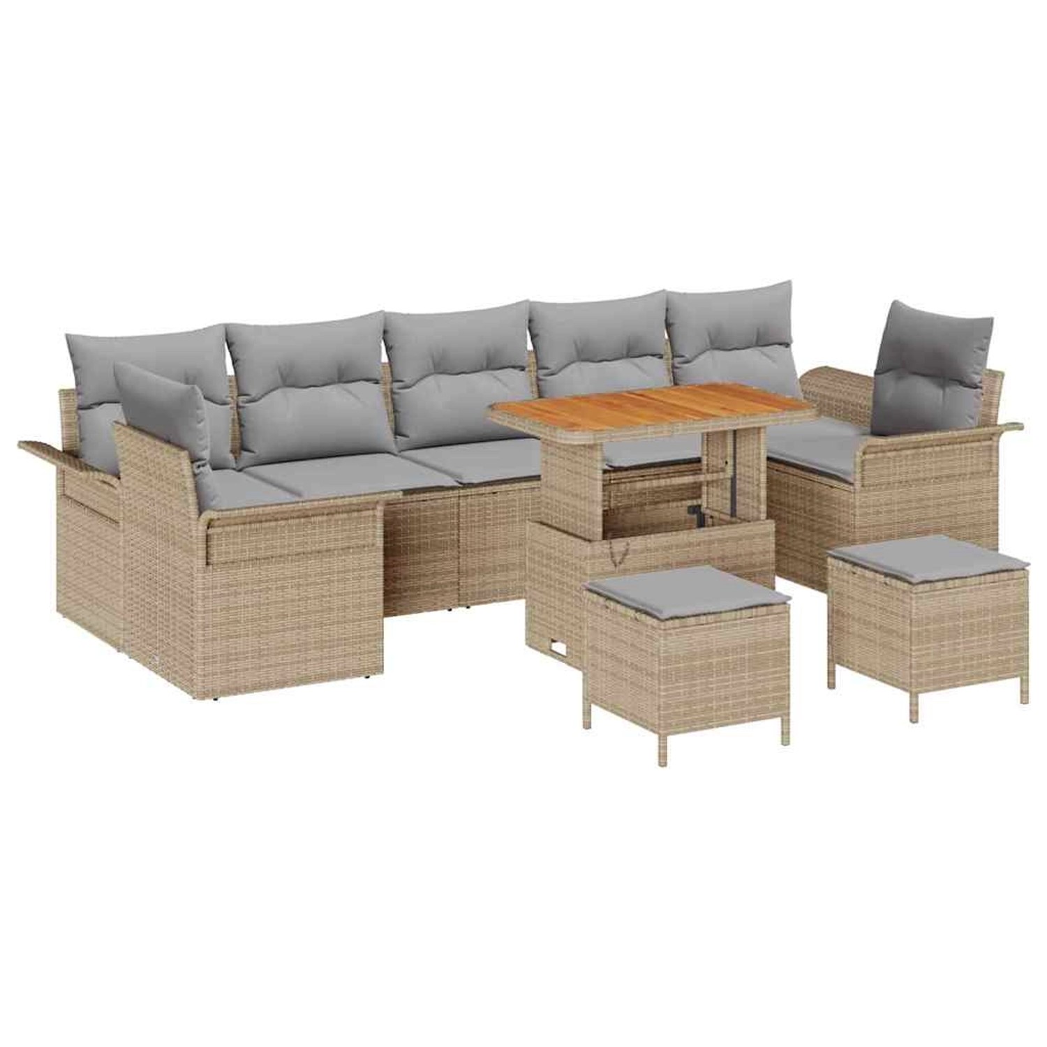 vidaXL Garten-Sofa-Set 10-Tlg Beige Poly Rattan 3362122 günstig online kaufen