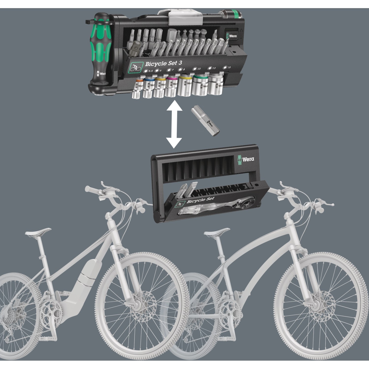 Wera Bicycle Set 3, 39-teilig, für Fahrradreparaturen und Wartung. Kompaktes Werkzeugset mit Bits, Nüssen und Ratsche.