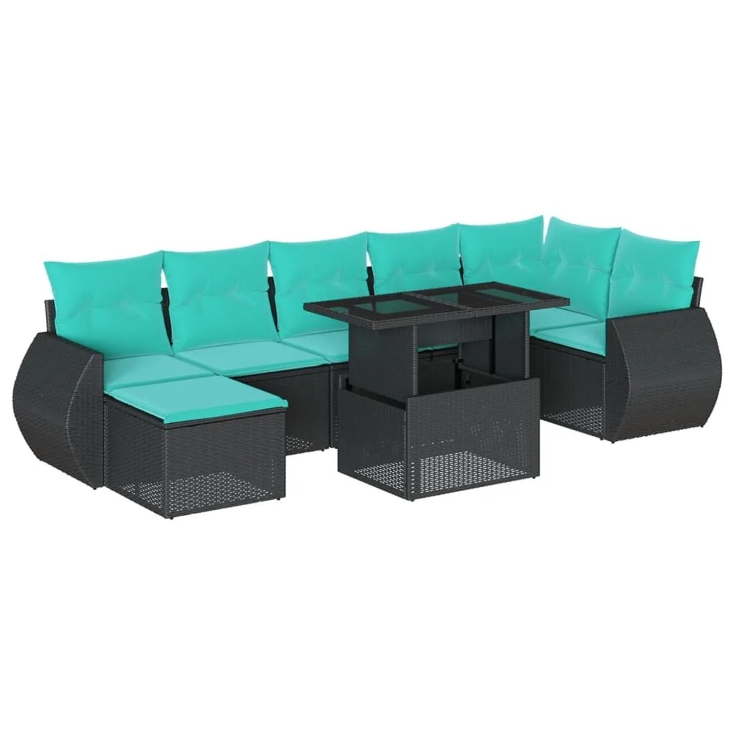 vidaXL 8-Tlg Gartensofa-Set mit Kissen Schwarz Polyrattan 3268687 günstig online kaufen