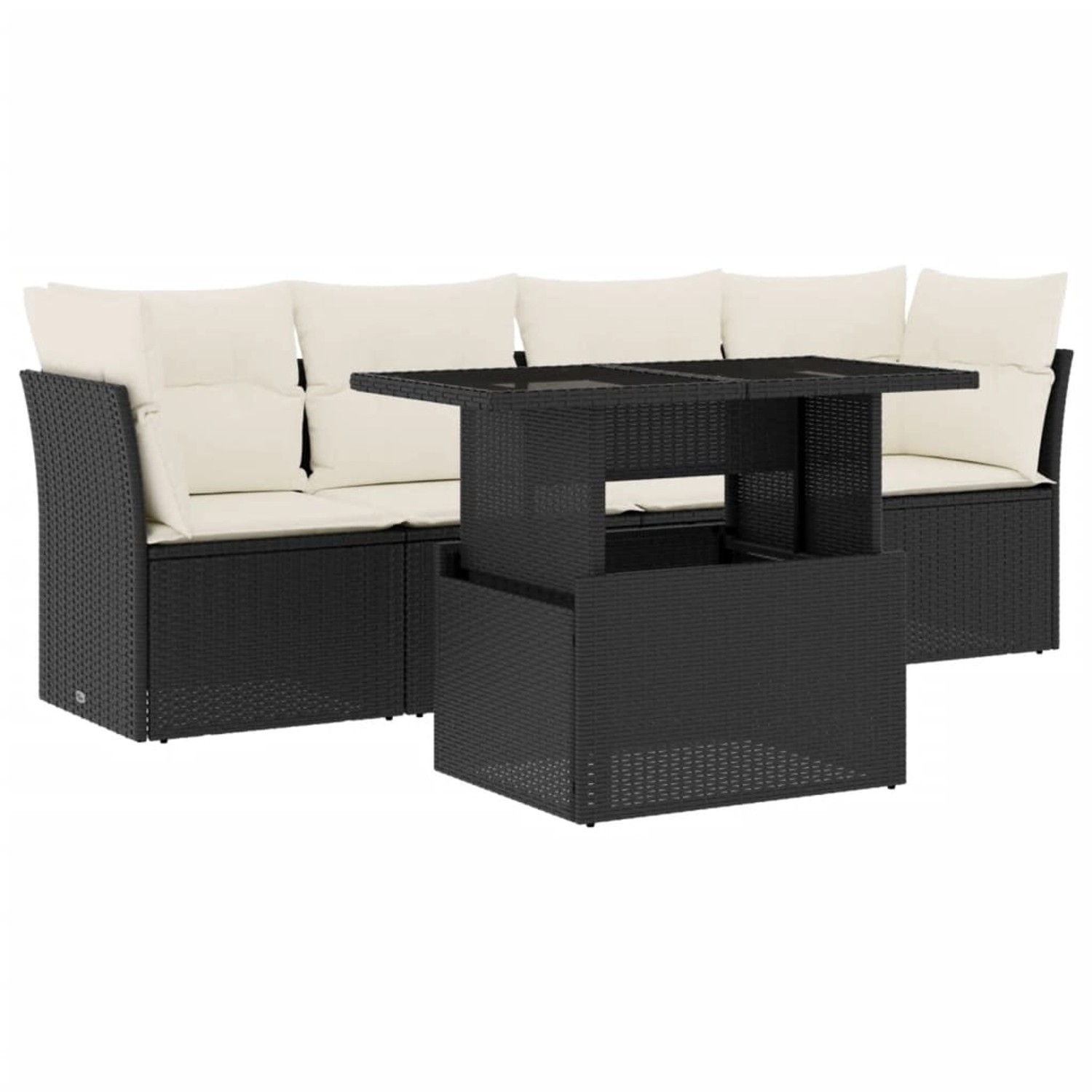 vidaXL 5-Tlg Garten-Sofagarnitur mit Kissen Schwarz Poly Rattan 3266346 günstig online kaufen