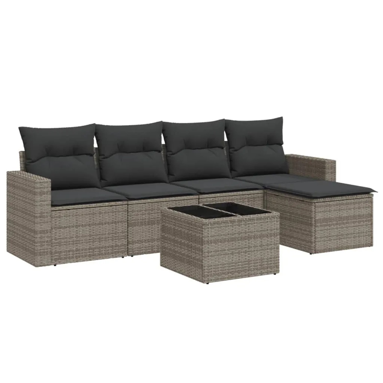 vidaXL 6-Tlg Garten-Sofagarnitur mit Kissen Grau Poly Rattan 3251237 günstig online kaufen
