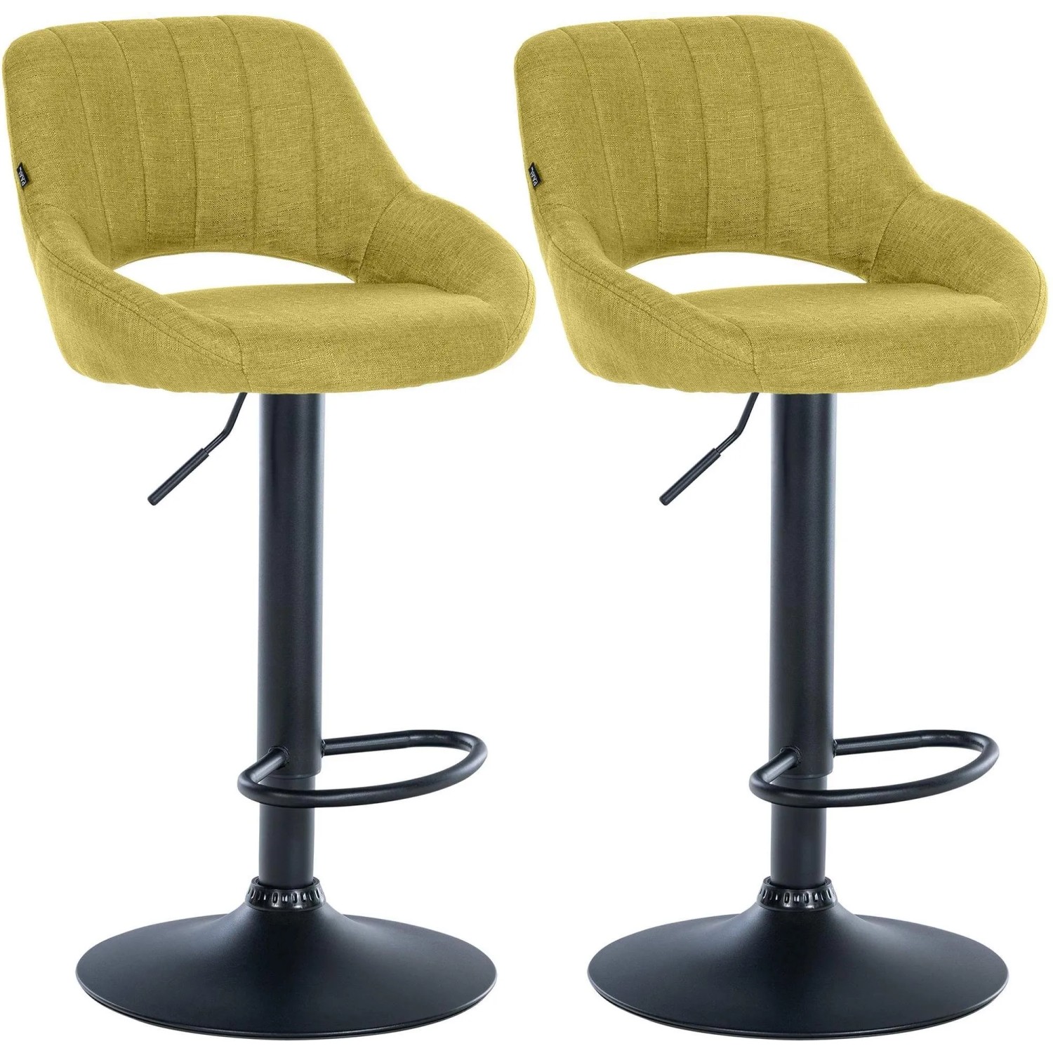 DELUKE 2er Set Barhocker SEGAD Stoff Grünfarbig 47x48x85cm Schwarz Barstuhl Mit Lehne Tresenhocker Tresenstuhl