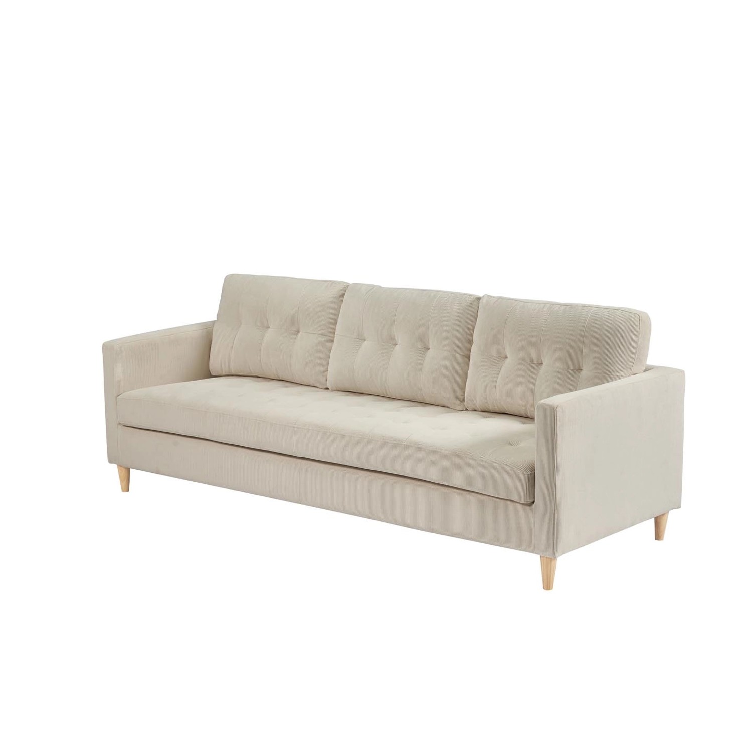 Sandfarbenes 3-Sitzer Sofa "Marino" aus Samt. Elegantes Sofa für Wohnzimmer und mehr.