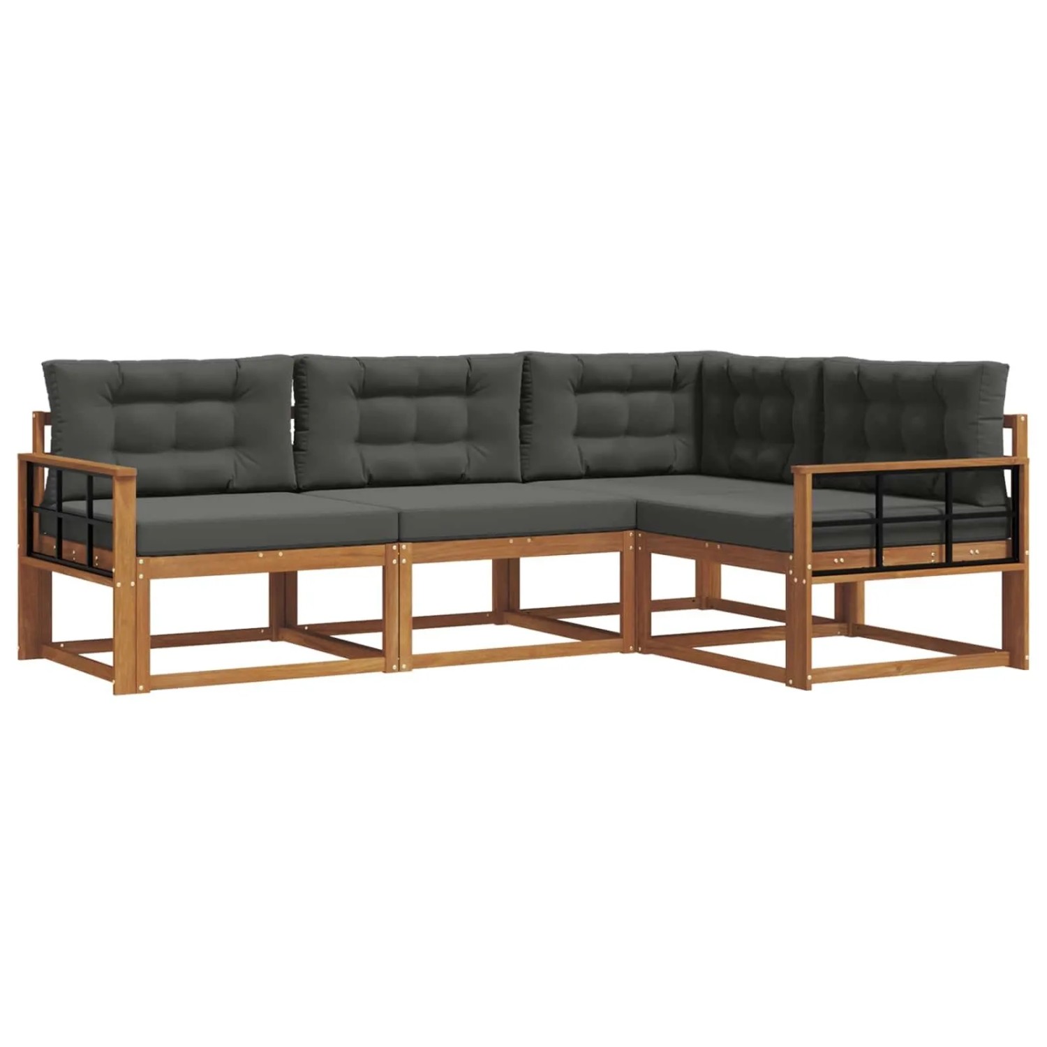 vidaXL Outdoor-Sofagarnitur mit Kissen 4-Tlg Natur und Anthrazit 3367520