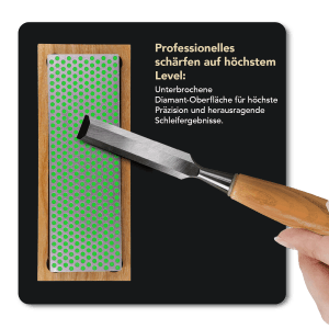 DMT Diamant Schleifstein mit Holzbox und Stecheisen. Extrafeiner Schleifstein für Werkzeuge und Messer.