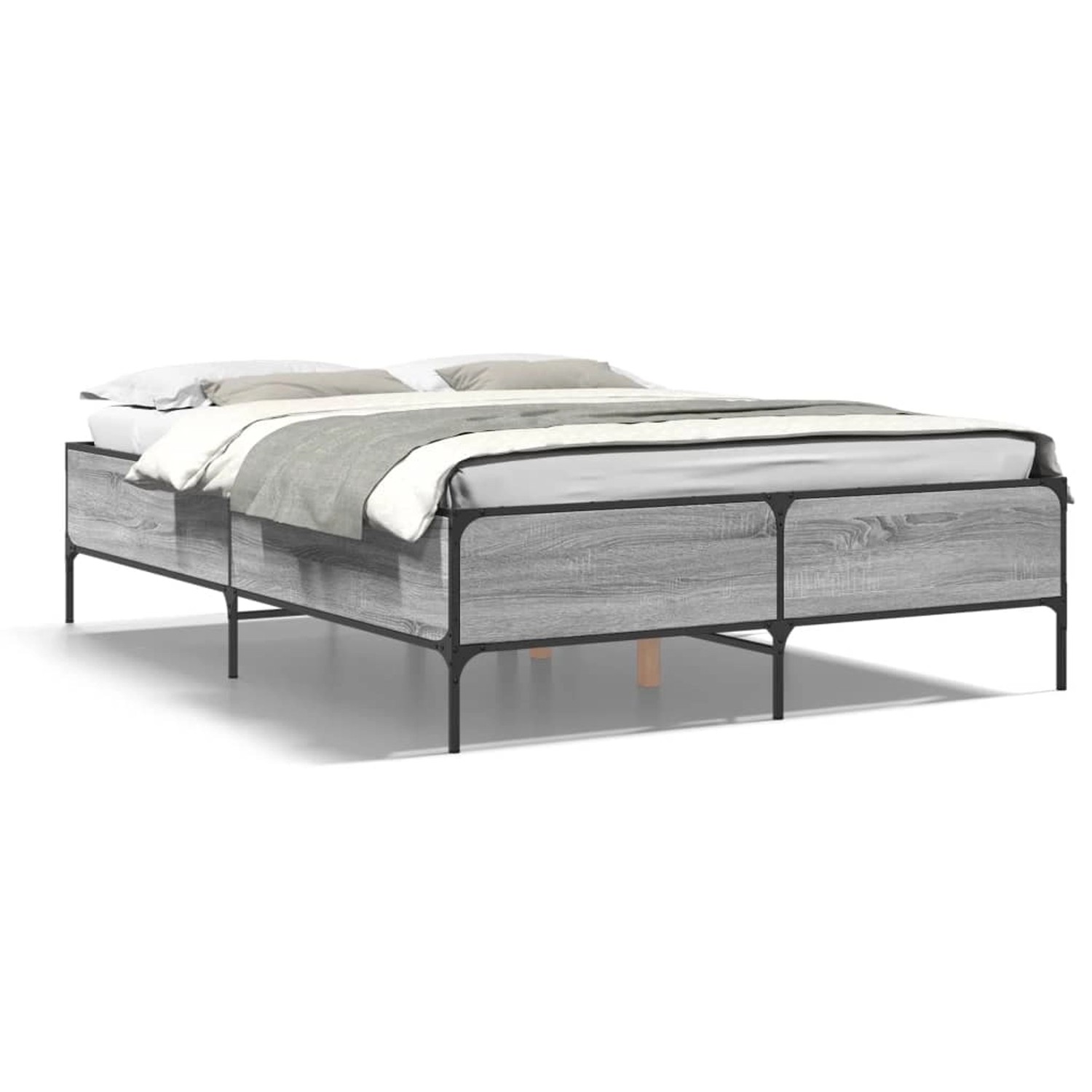 vidaXL Bettgestell Grau Sonoma 160x200 cm Holzwerkstoff und Metall 3279790 günstig online kaufen